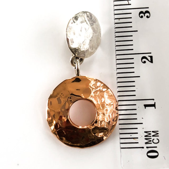 Beaten Copper Silver Pendant