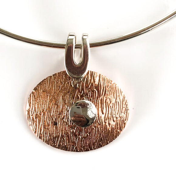 boho copper and sterling silver pendant made in mexico