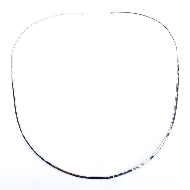 Beaten Silver Hoop Necklace