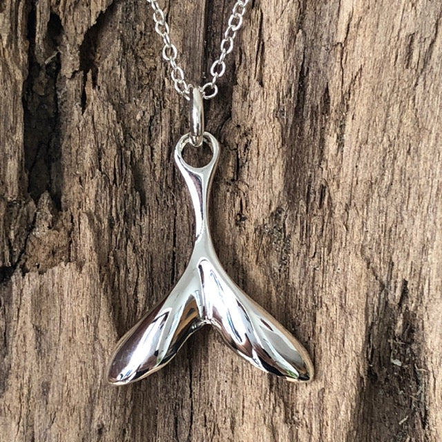 sterling silver whale tail necklace