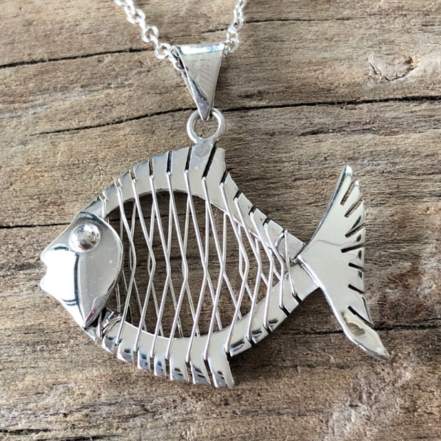 sterling silver fish necklace