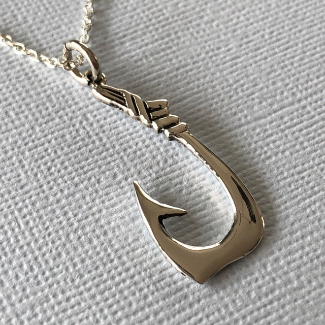 Sterling Silver Barbed J Hook Fish Hook Pendant — Renegade Jewelry