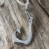 Sterling silver fishing hook necklace pendant mexican jewellery