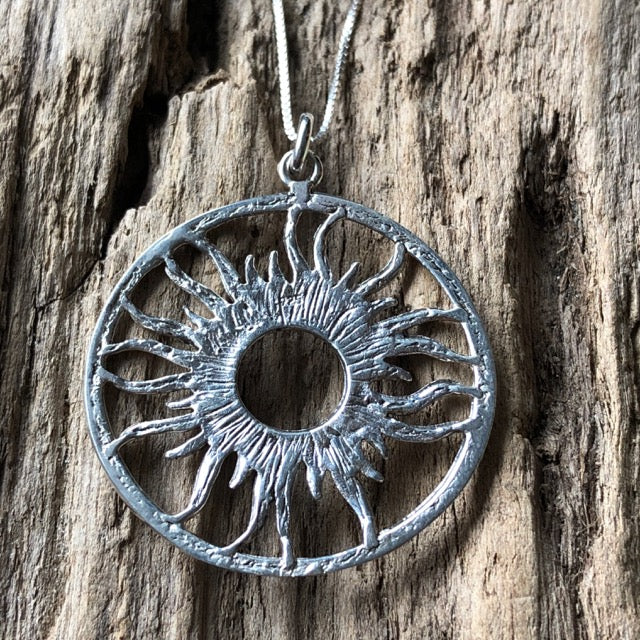sterling silver mexican sun necklace pendant