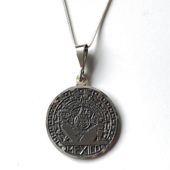 sterling silver mexican aztec necklace pendant