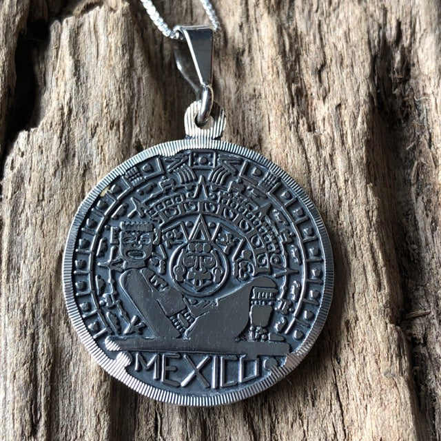 sterling silver mexican aztec necklace pendant