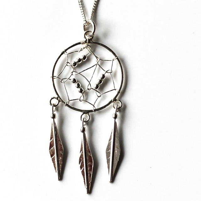 sterling silver mexican dreamcatcher necklace pendant