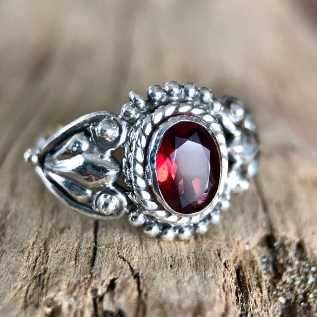 Boho Garnet Ring