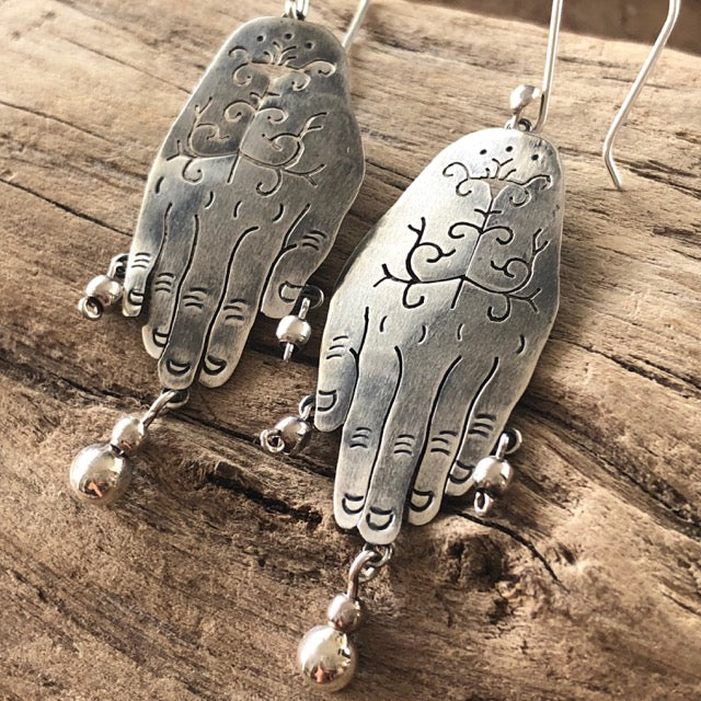 boho protective hand mexican earrings sterling silver jewellery nz