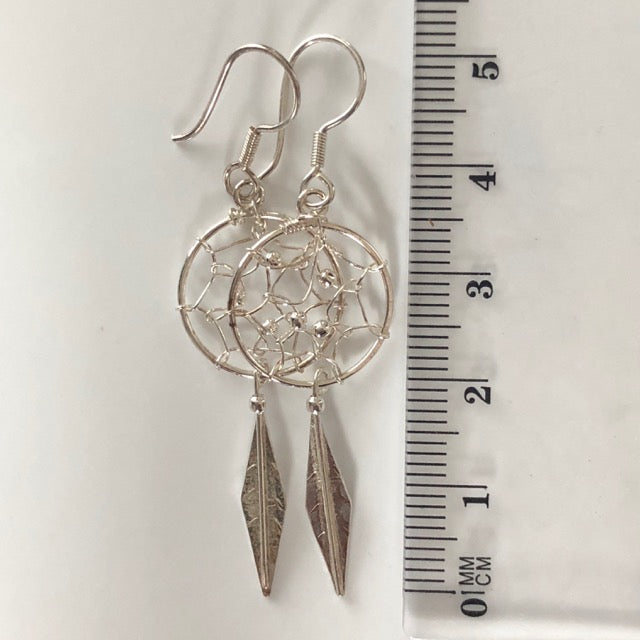 Silver Boho Dreamcatcher Earrings