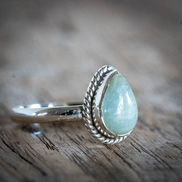 Aquamarine Drop Ring