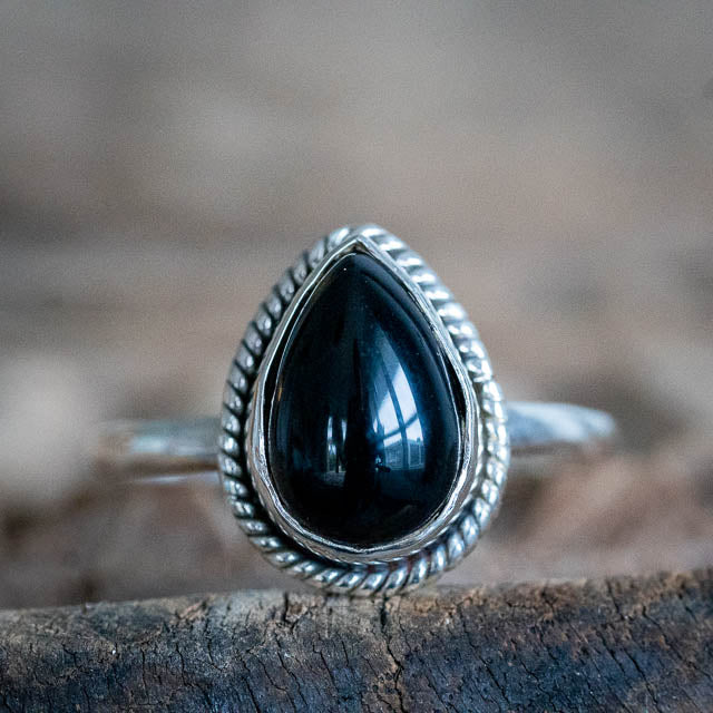 Raindrop Black Onyx Ring
