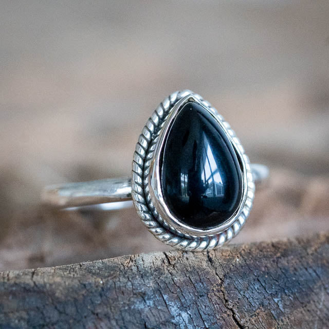 Raindrop Black Onyx Ring