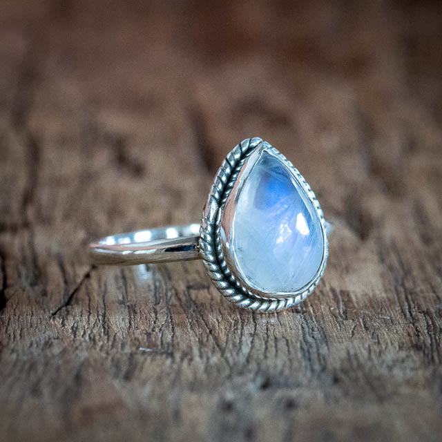 Raindrop Moonstone Ring