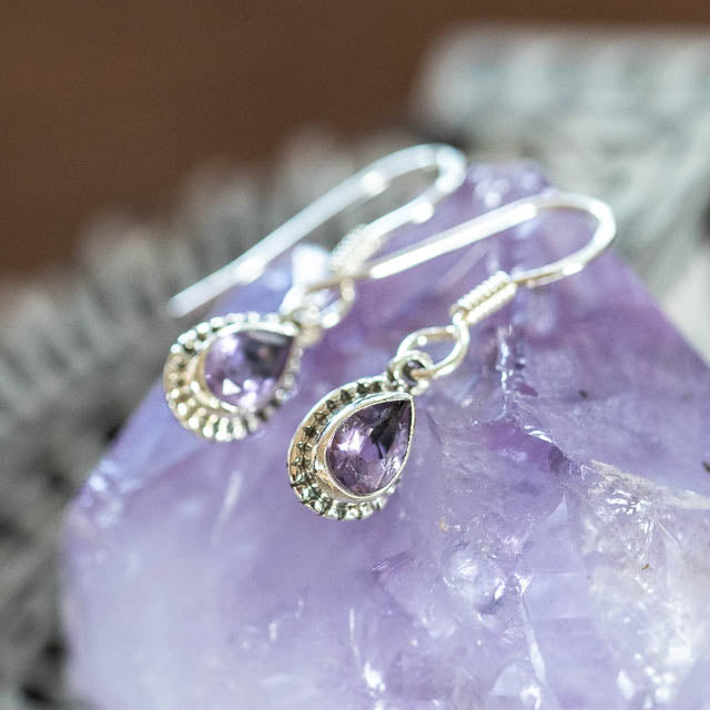 Pear Cut Amethyst Earrings