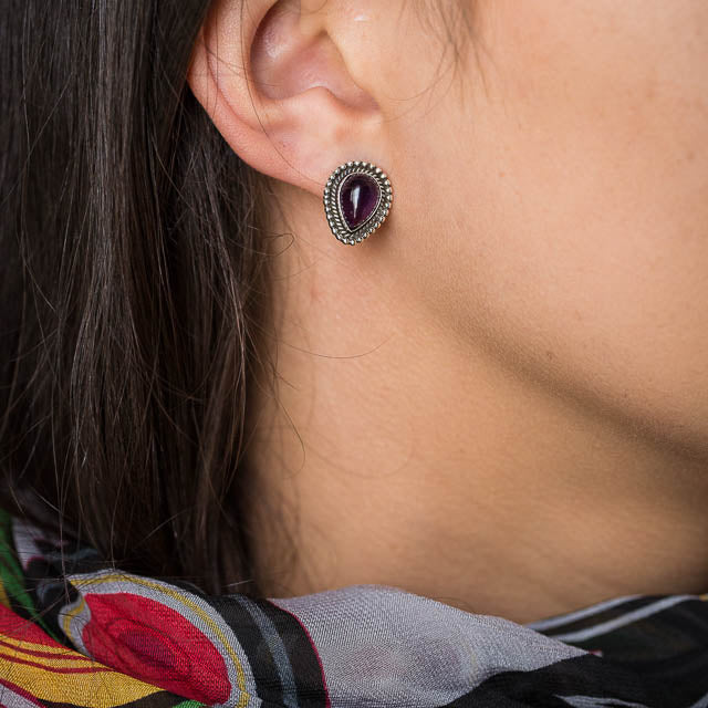 Raindrop Amethyst Studs