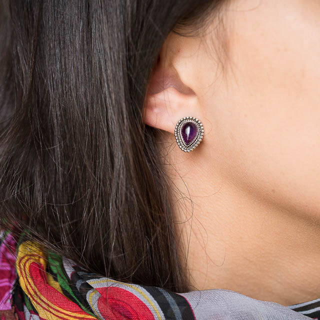 Raindrop Amethyst Studs