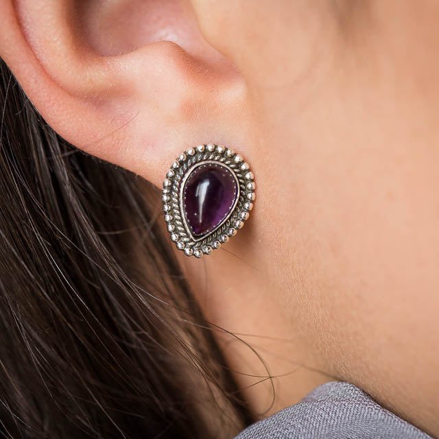 Raindrop Amethyst Studs