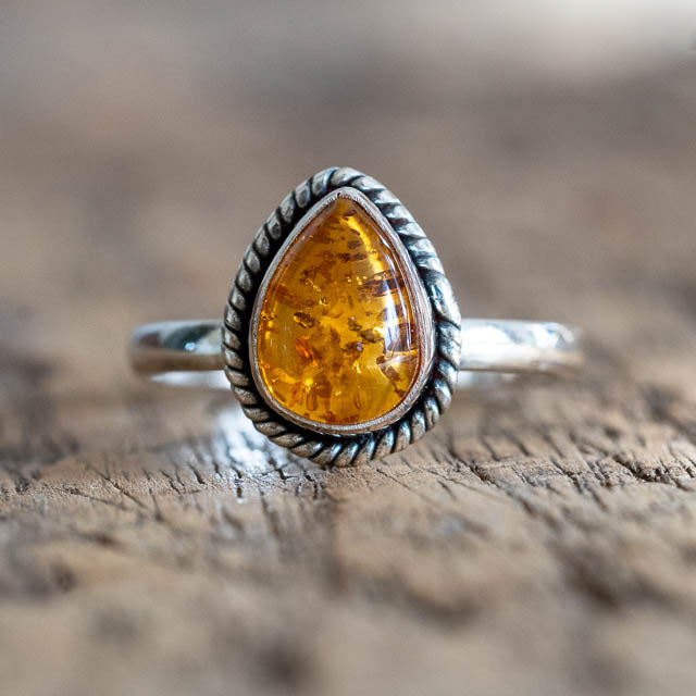 Amber Drop Ring