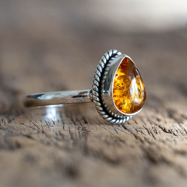Amber Drop Ring