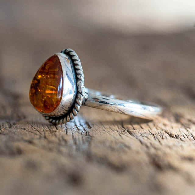 Amber Drop Ring