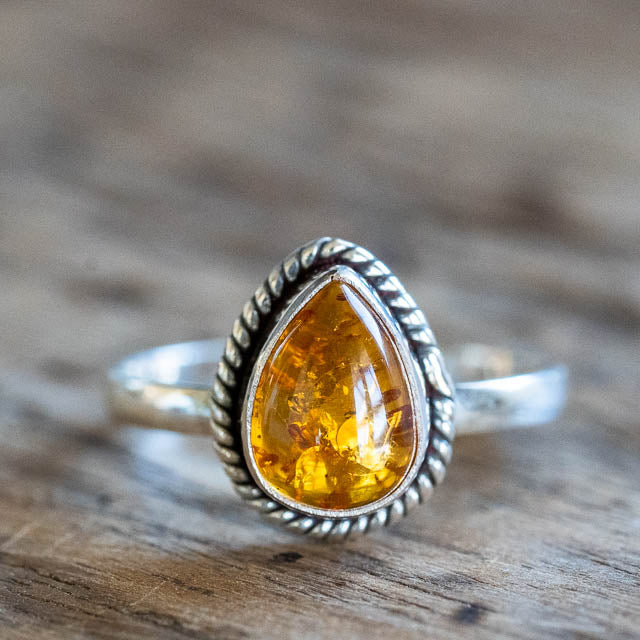 Amber Drop Ring