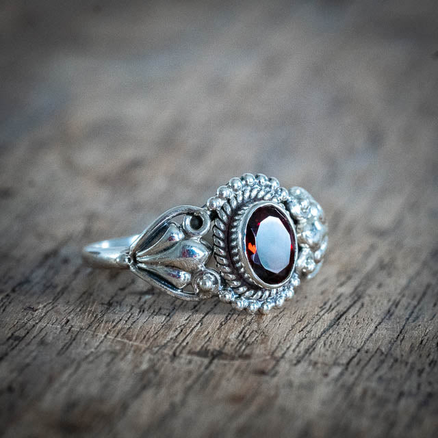 Boho Garnet Ring
