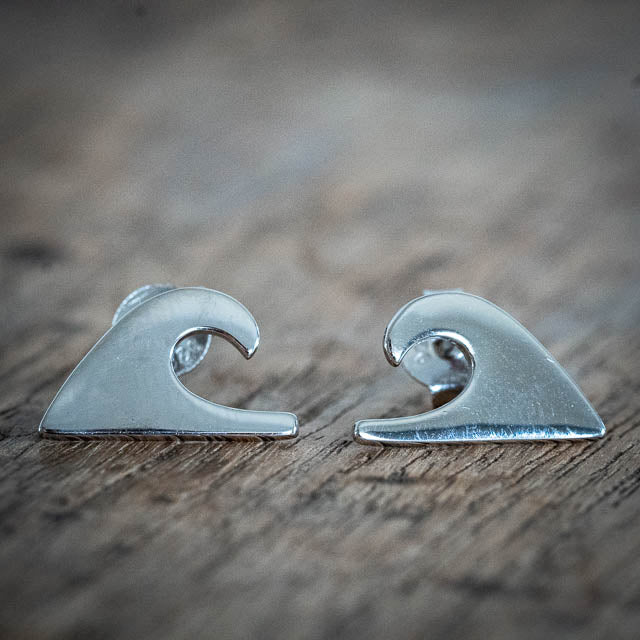 Silver Wave Stud Earrings