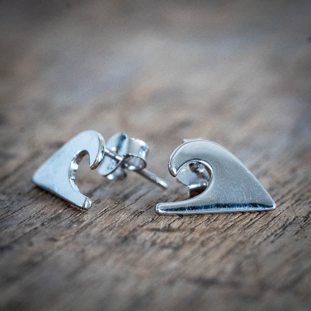 Silver Wave Stud Earrings