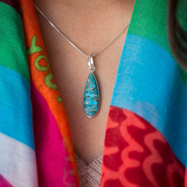 Copper Turquoise Drop Necklace