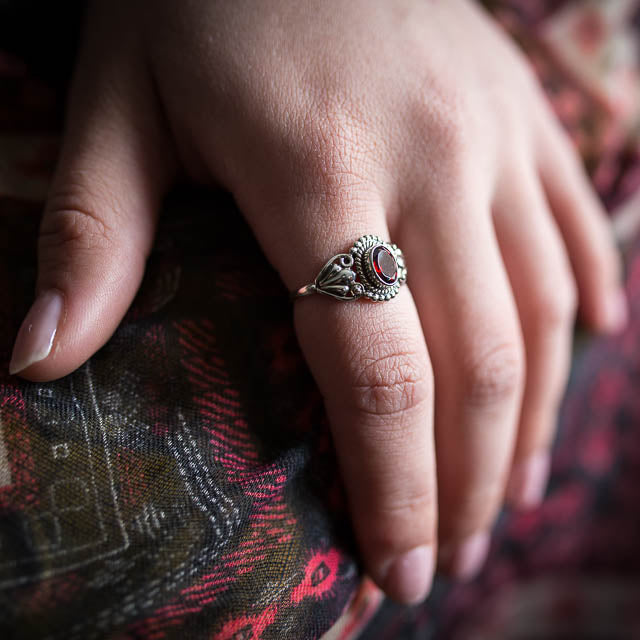 Boho Garnet Ring