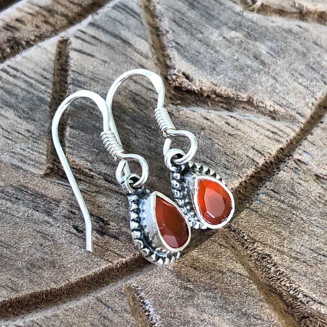 Pear Cut Carnelian Earrings