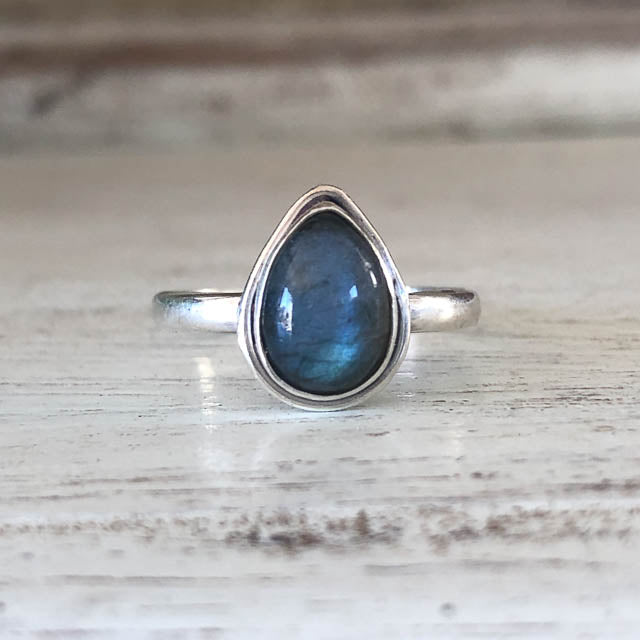 Labradorite Pear Ring