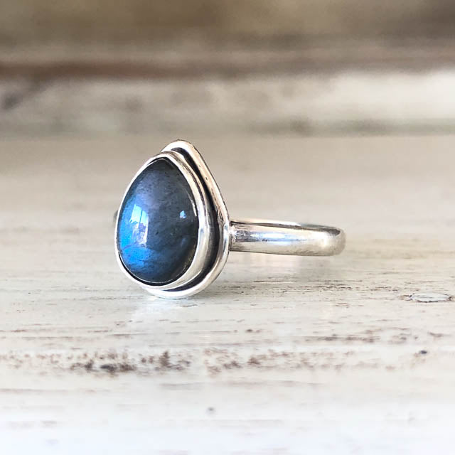 Labradorite Pear Ring