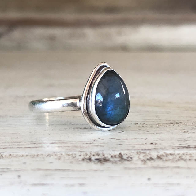 Labradorite Pear Ring