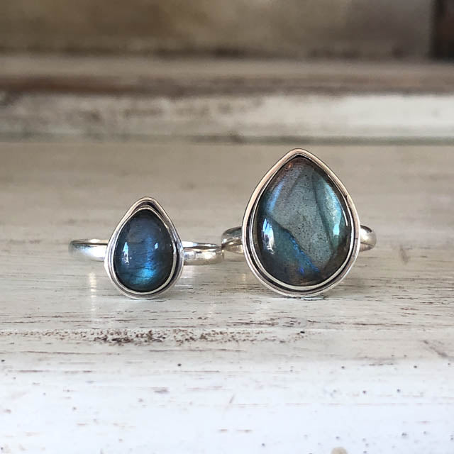 Labradorite Pear Ring