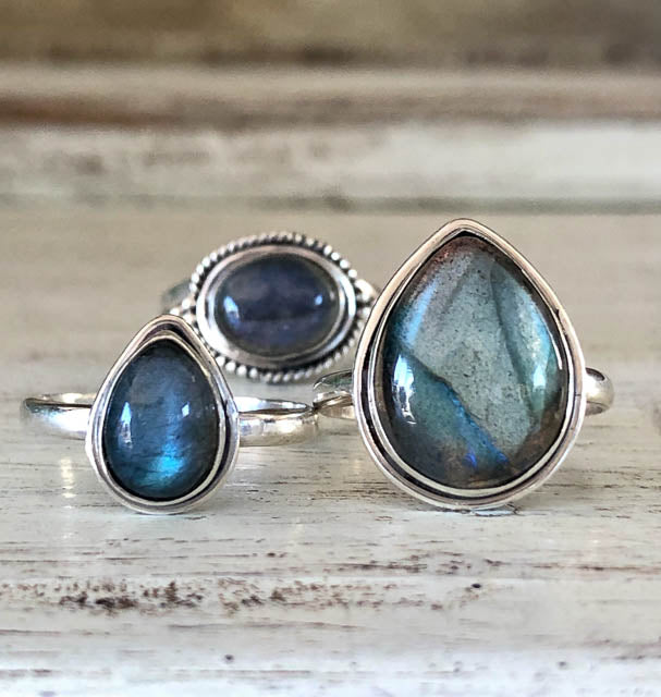 Labradorite Pear Ring