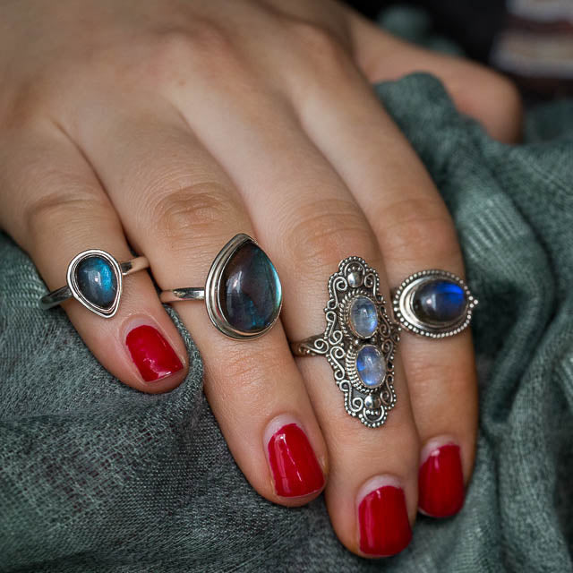 Labradorite Pear Ring