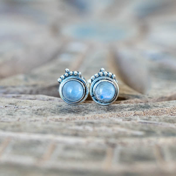 Dainty Rainbow Moonstone Studs