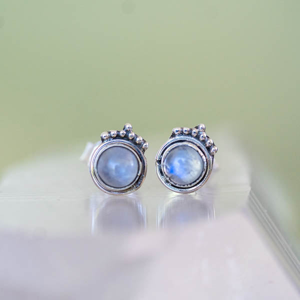 Dainty Rainbow Moonstone Studs