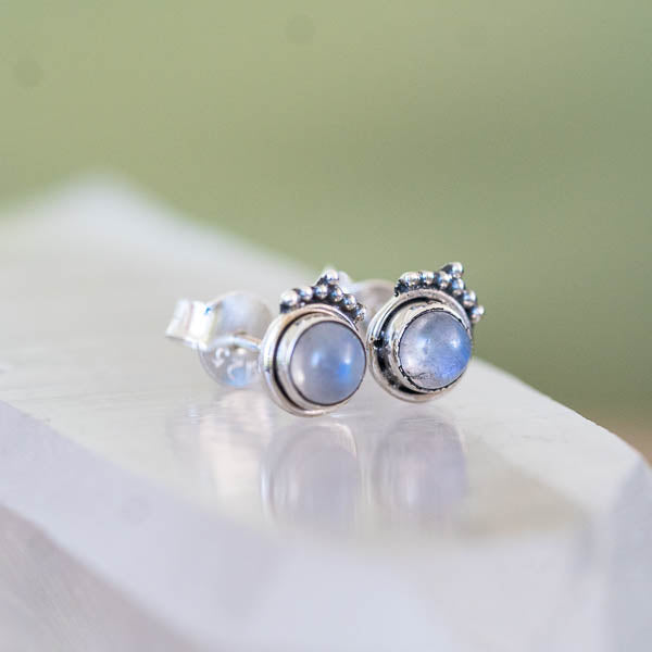 Dainty Rainbow Moonstone Studs