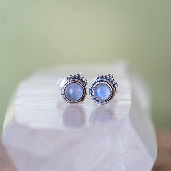 Dainty Rainbow Moonstone Studs