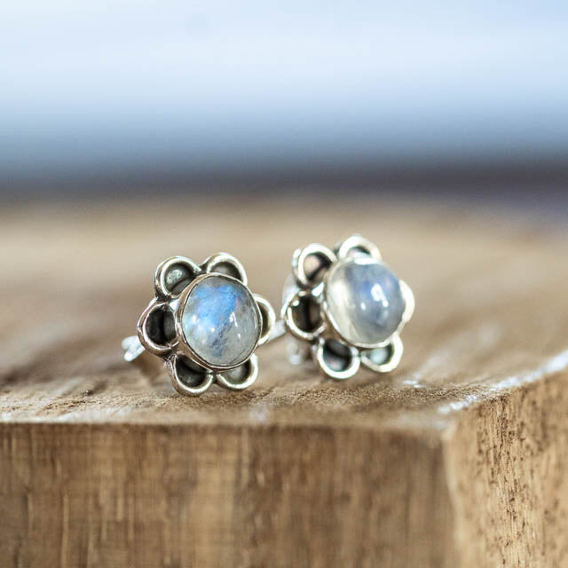 Moonstone Flower Studs