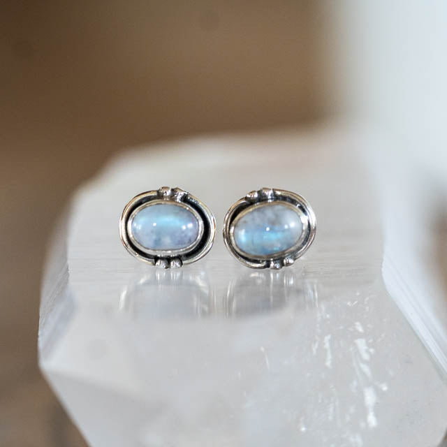Oval Moonstone Studs
