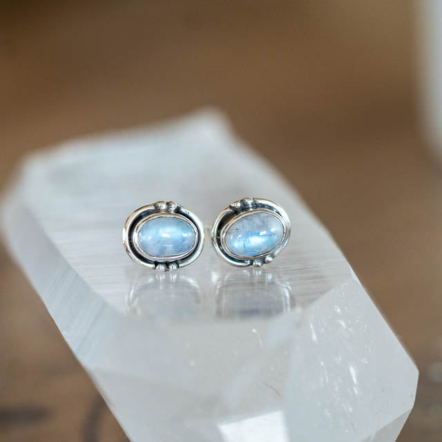 Oval Moonstone Studs