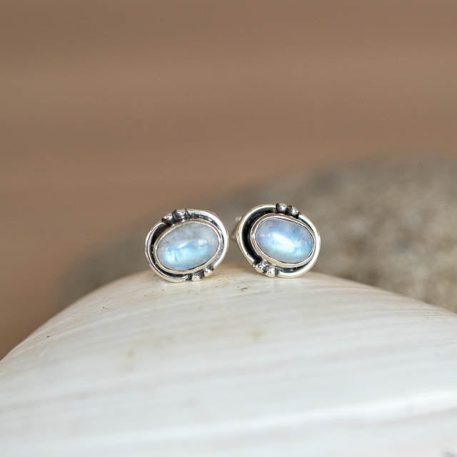 Oval Moonstone Studs
