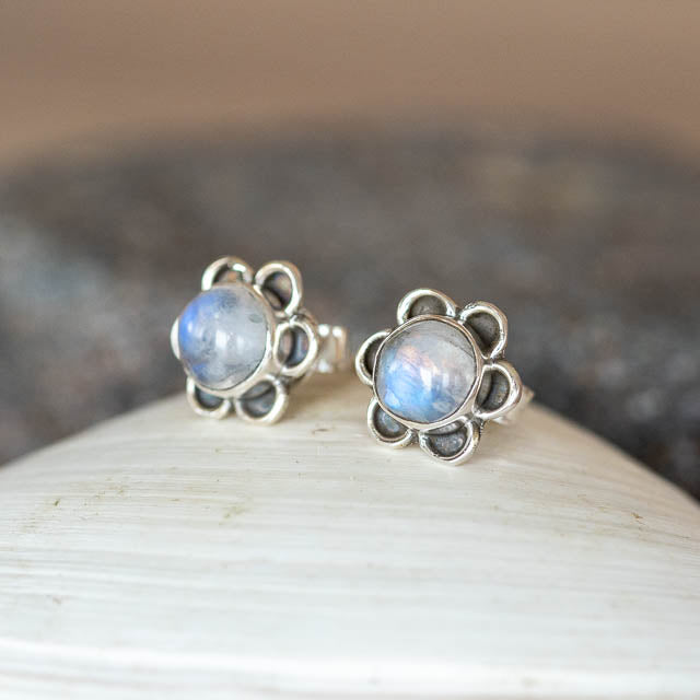 Moonstone Flower Studs