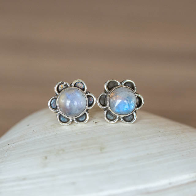 Moonstone Flower Studs