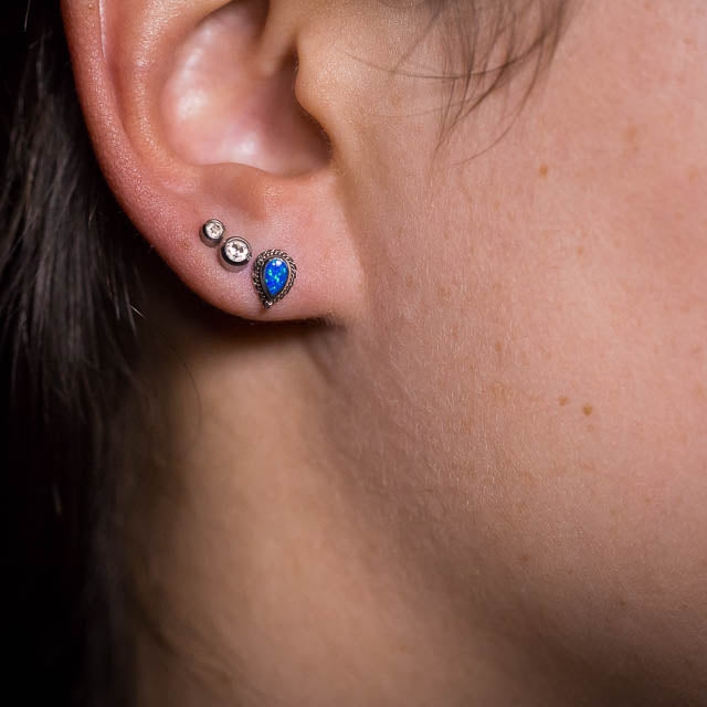 Blue Tear Opal Studs
