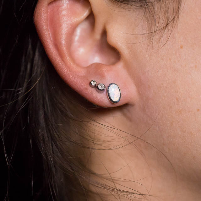Dainty Oval Opal Studs